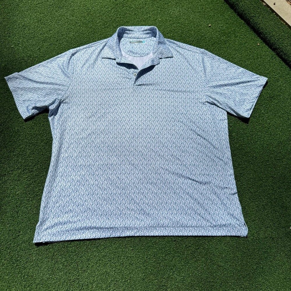 Roundtree & Yorke Performance Polo, 2XT, EUC, Allover Bird Print‎